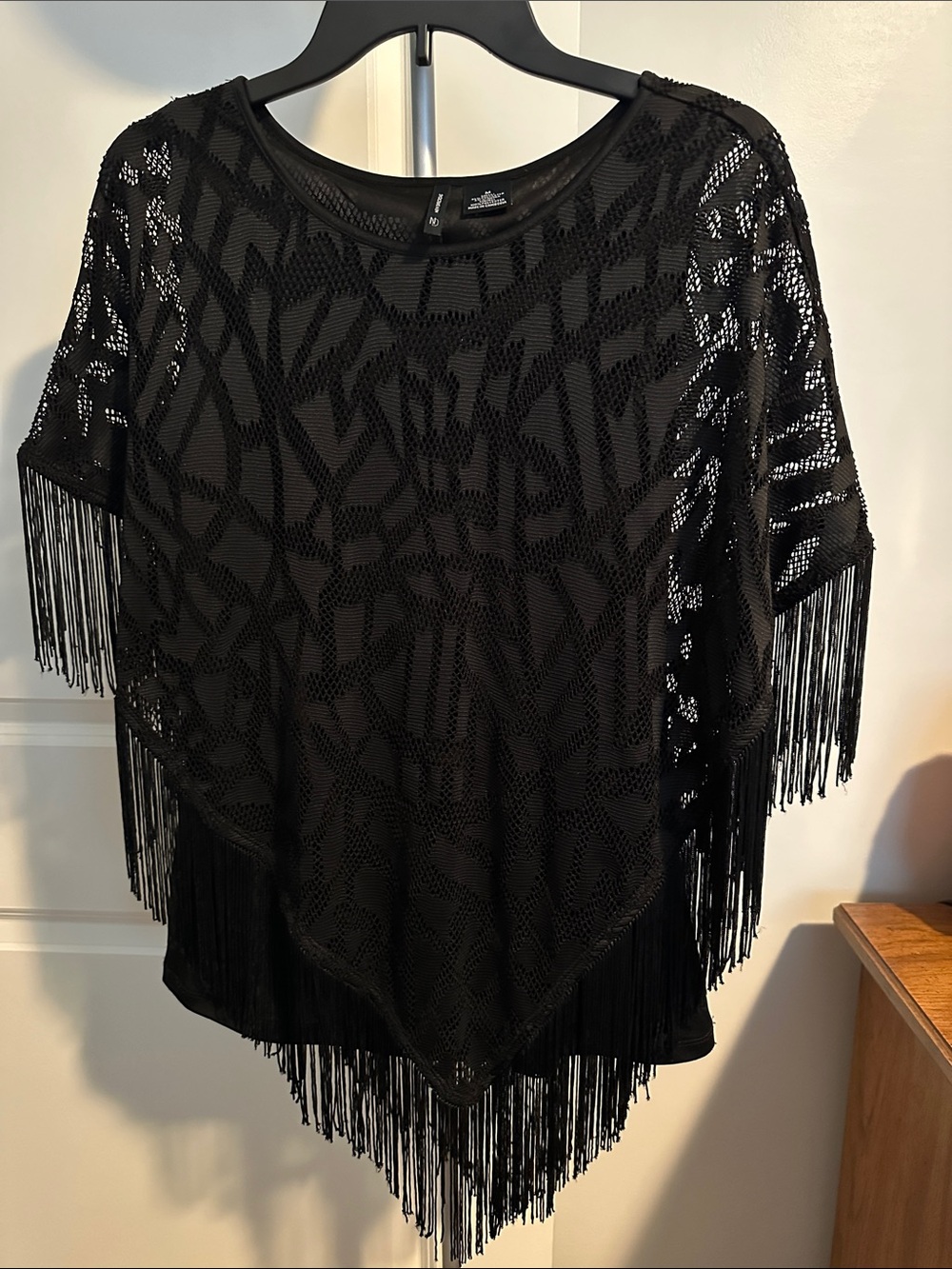 New Directions Black Lace with Fringe Top
